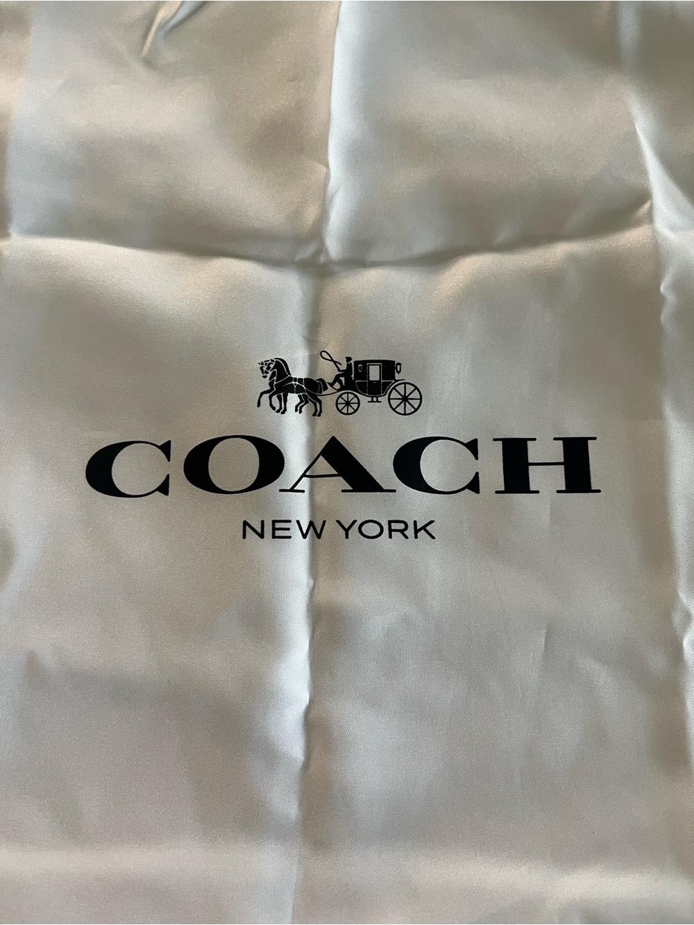 Coach White Cream Dust Bag with Black Logo